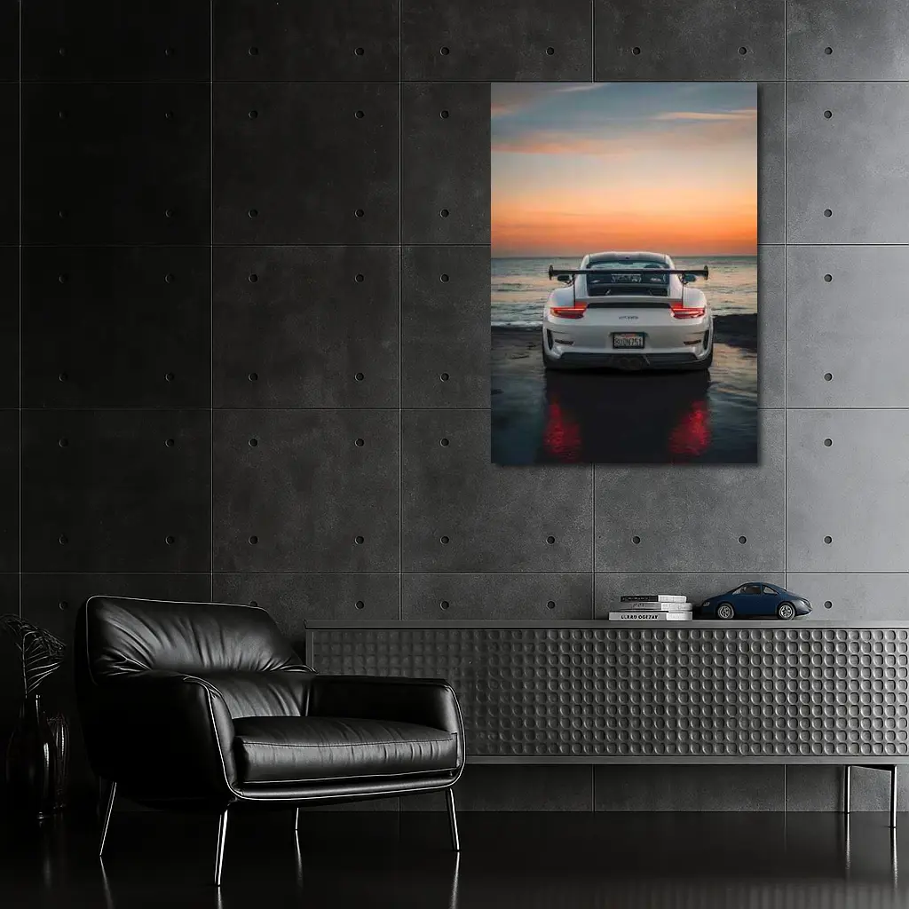Porsche 911 GT3 RS Rear Ocean Sunset – Wall Art