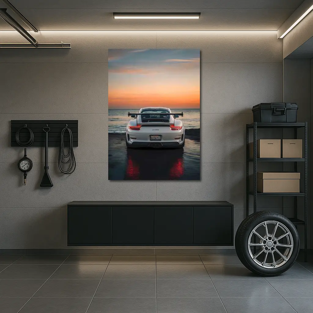 Porsche 911 GT3 RS Rear Ocean Sunset – Wall Art