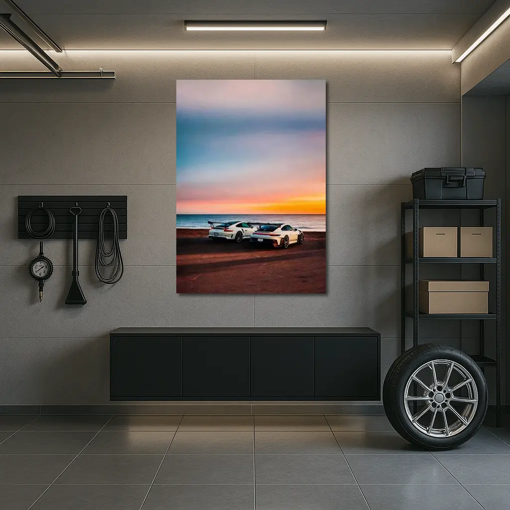 Porsche 911 GT3 RS Sunset Beach – Wall Art