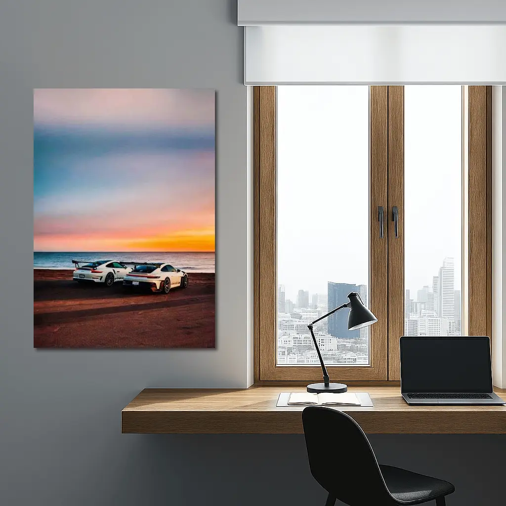 Porsche 911 GT3 RS Sunset Beach – Wall Art