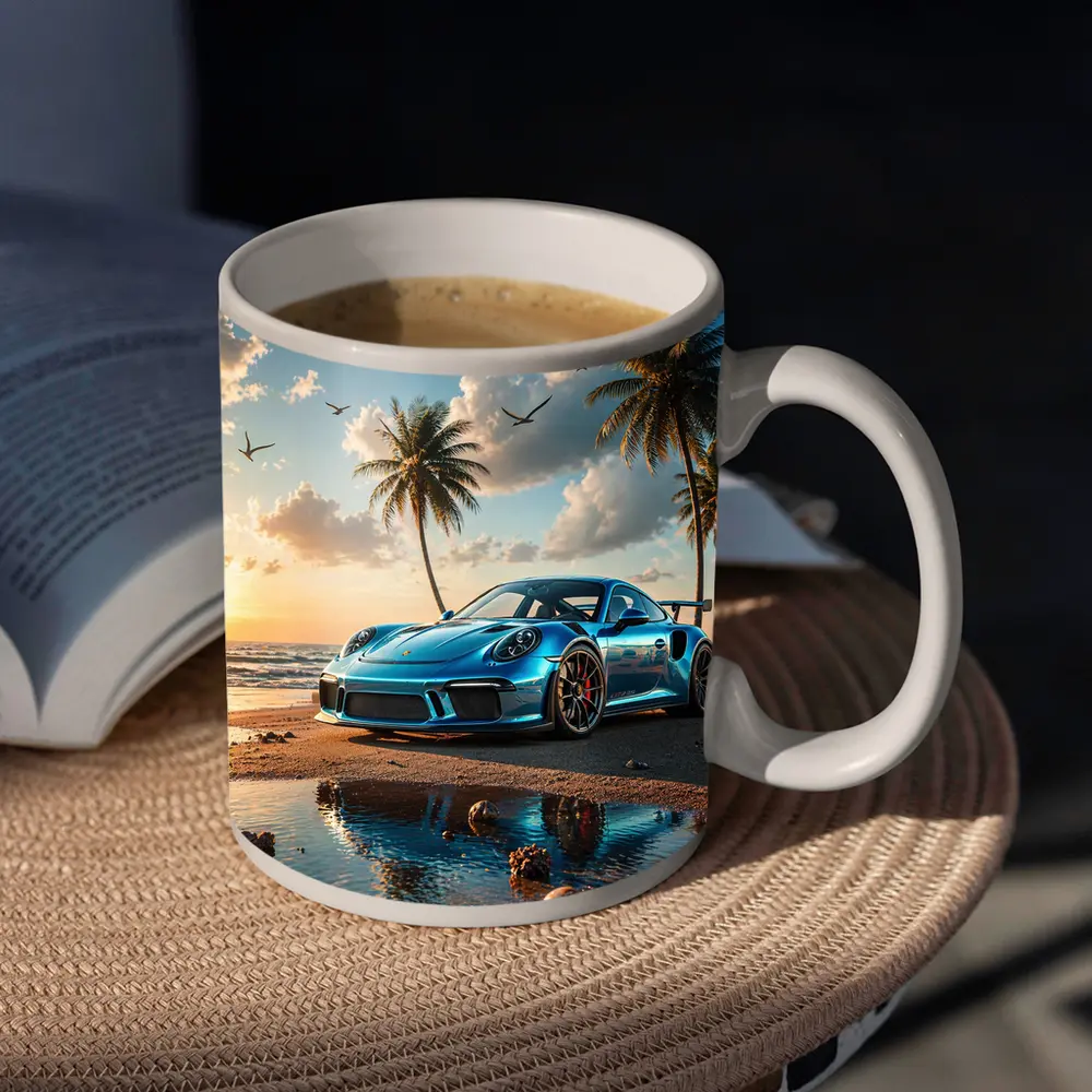 Porsche 911 GT3 Blue Beach Sunset – Mugs