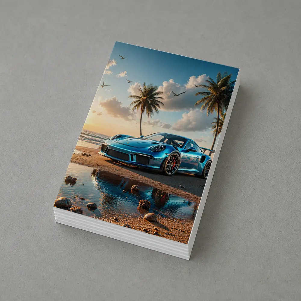 Porsche 911 GT3 Blue Beach Sunset – Postcards