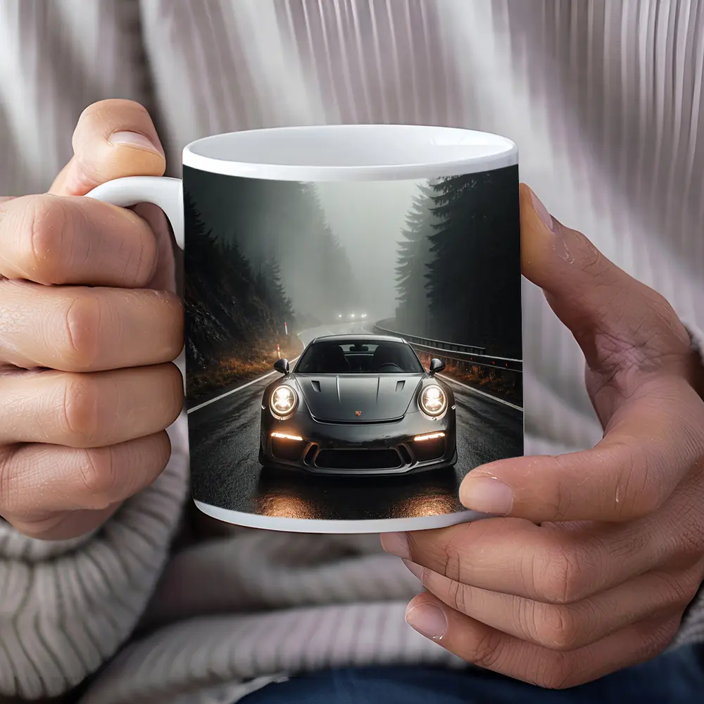 Porsche 911 GT3 Foggy Forest Road – Mugs