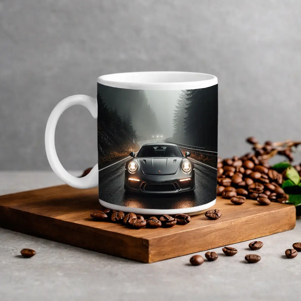 Porsche 911 GT3 Foggy Forest Road – Mugs