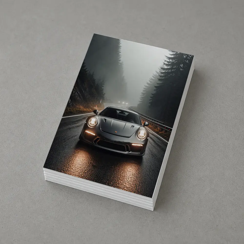 Porsche 911 GT3 Foggy Forest Road – Postcards