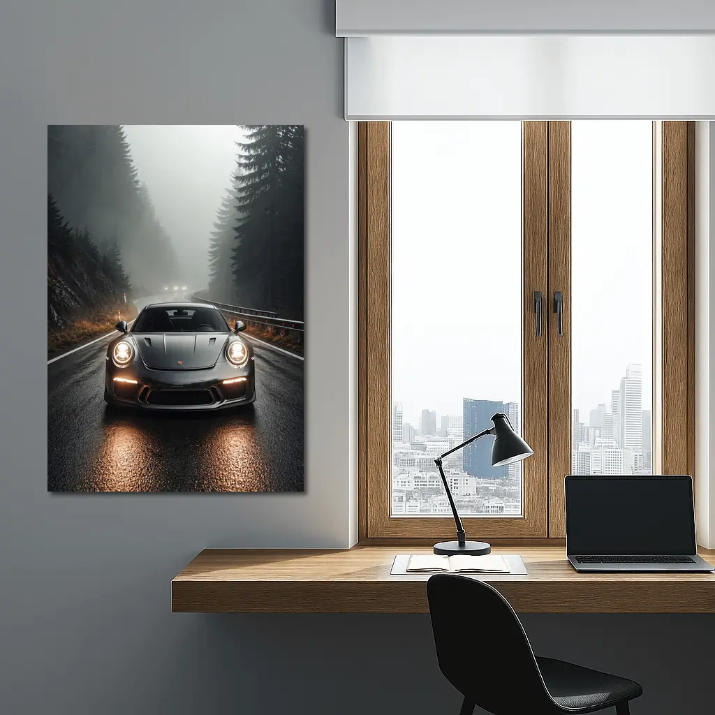 Porsche 911 GT3 Foggy Forest Road – Wall Art