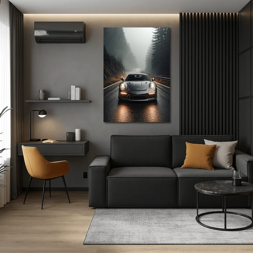 Porsche 911 GT3 Foggy Forest Road – Wall Art