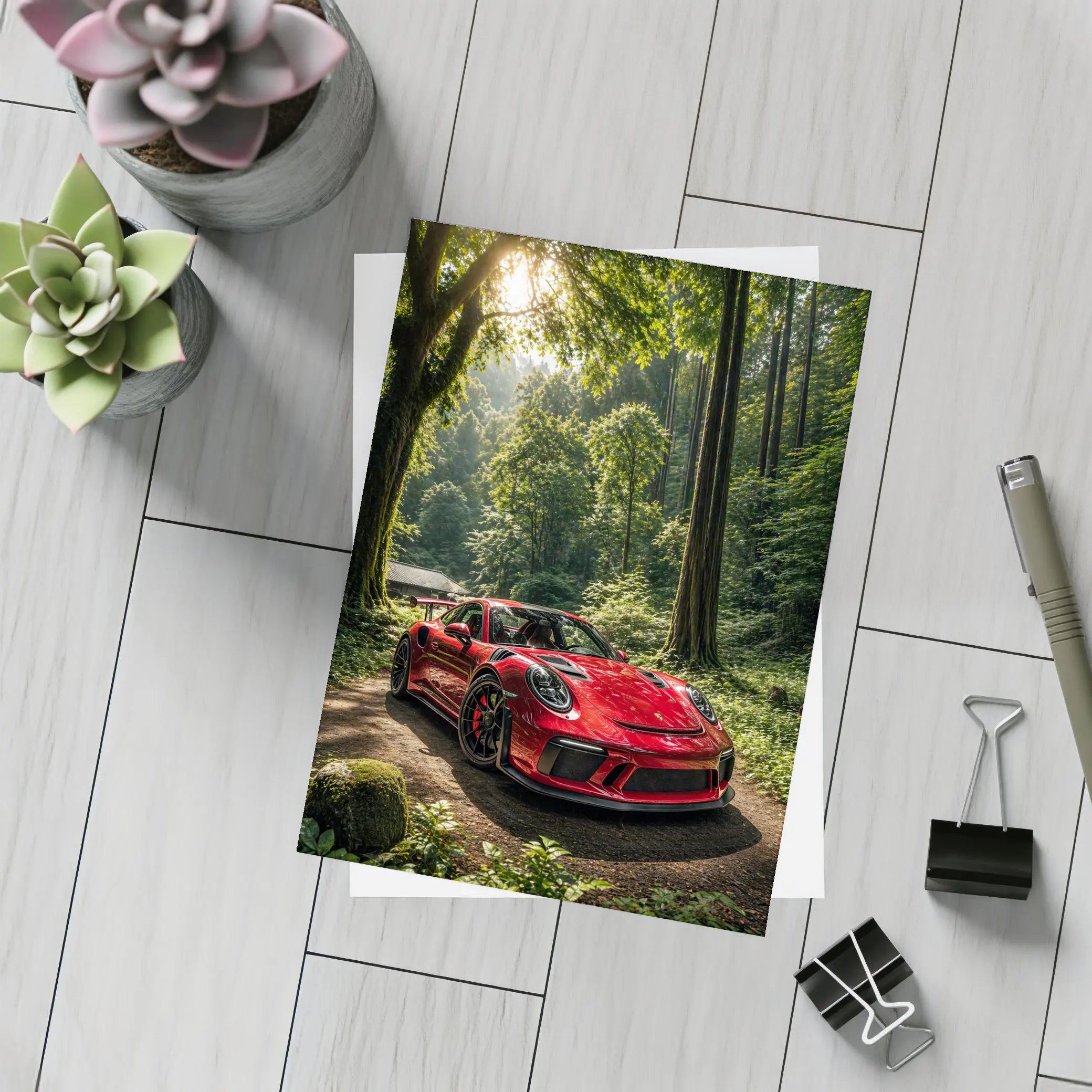 Porsche 911 GT3 Red Forest Setting – Postcards