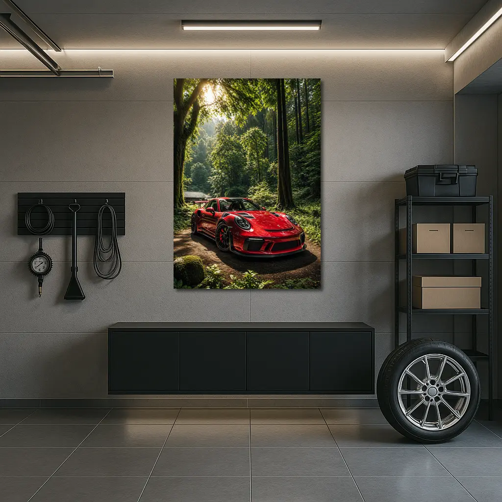 Porsche 911 GT3 Red Forest Setting – Wall Art