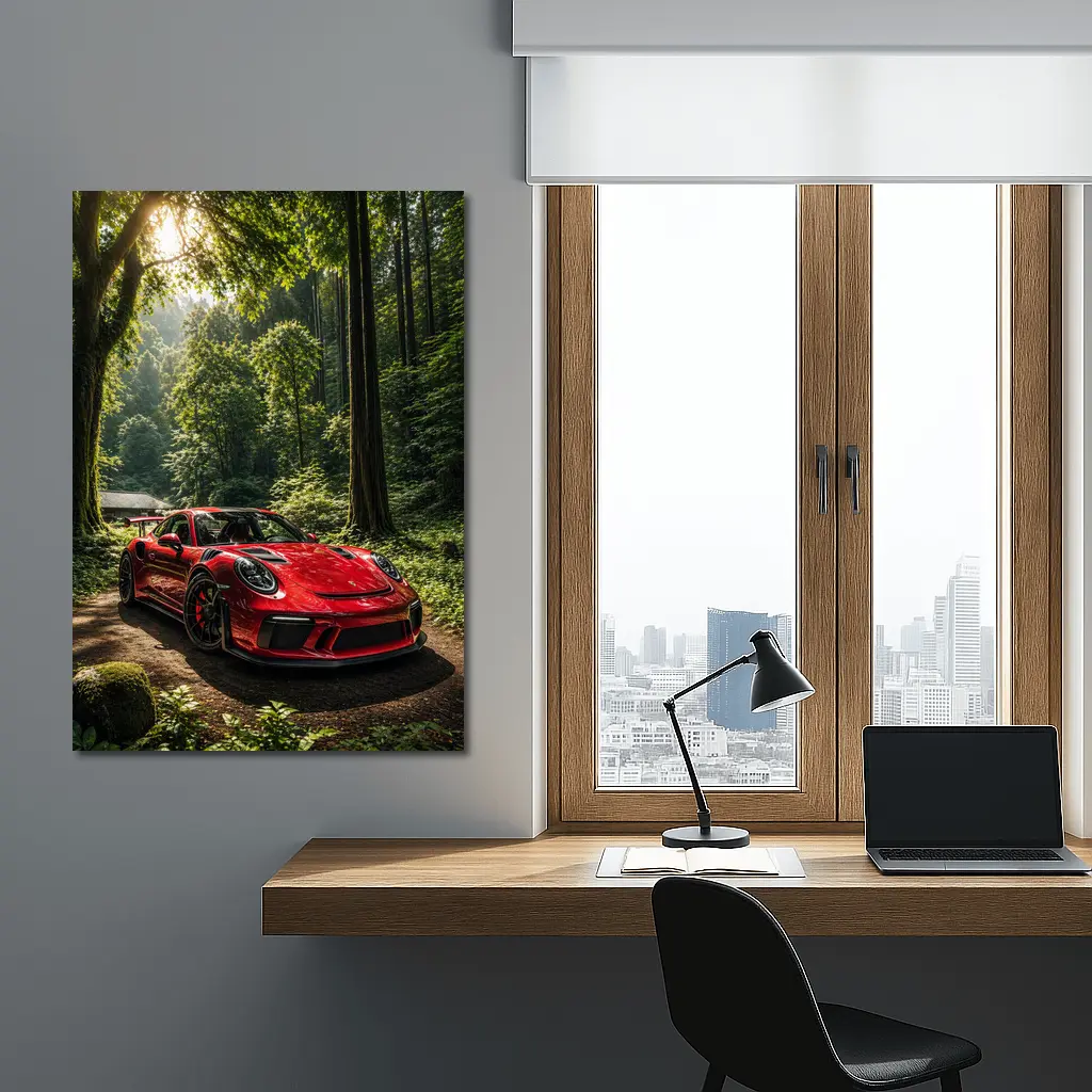 Porsche 911 GT3 Red Forest Setting – Wall Art