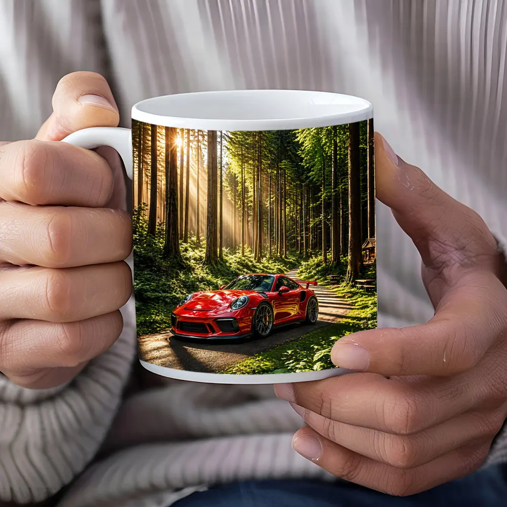 Red Porsche 911 GT3 Forest Sunlight – Mugs