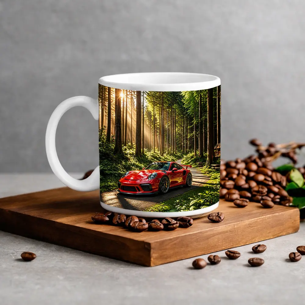 Red Porsche 911 GT3 Forest Sunlight – Mugs