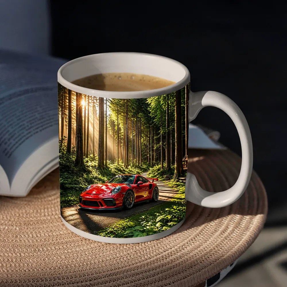 Red Porsche 911 GT3 Forest Sunlight – Mugs