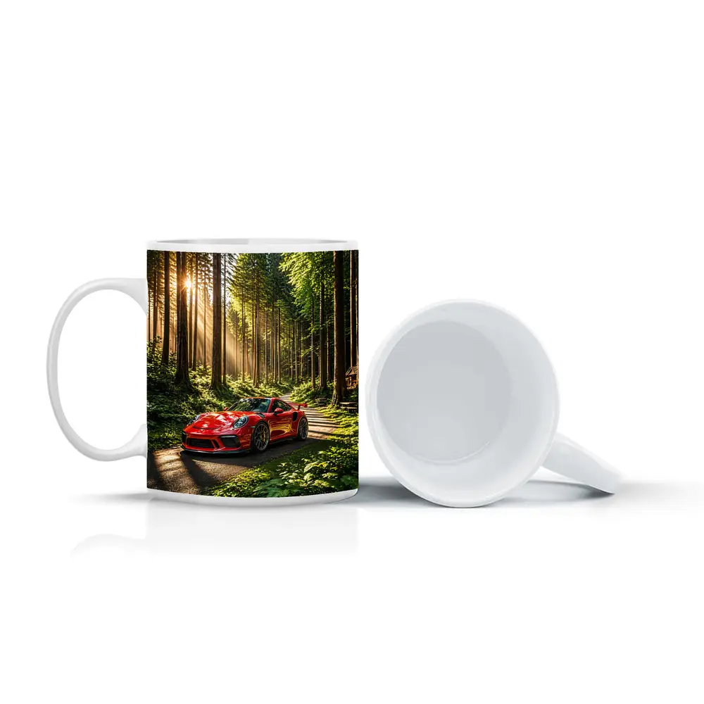 Red Porsche 911 GT3 Forest Sunlight – Mugs