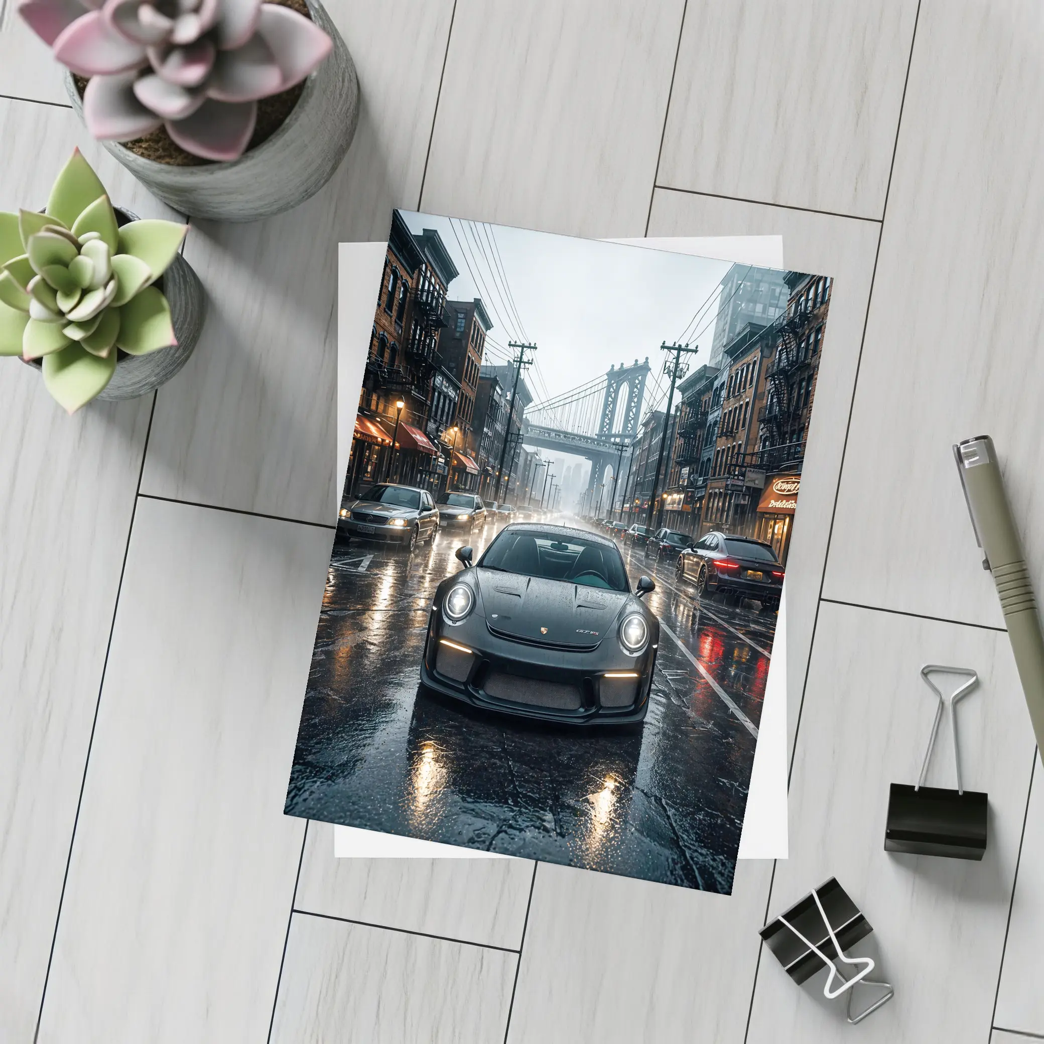 Porsche 911 GT3 Rainy City Street – Postcards