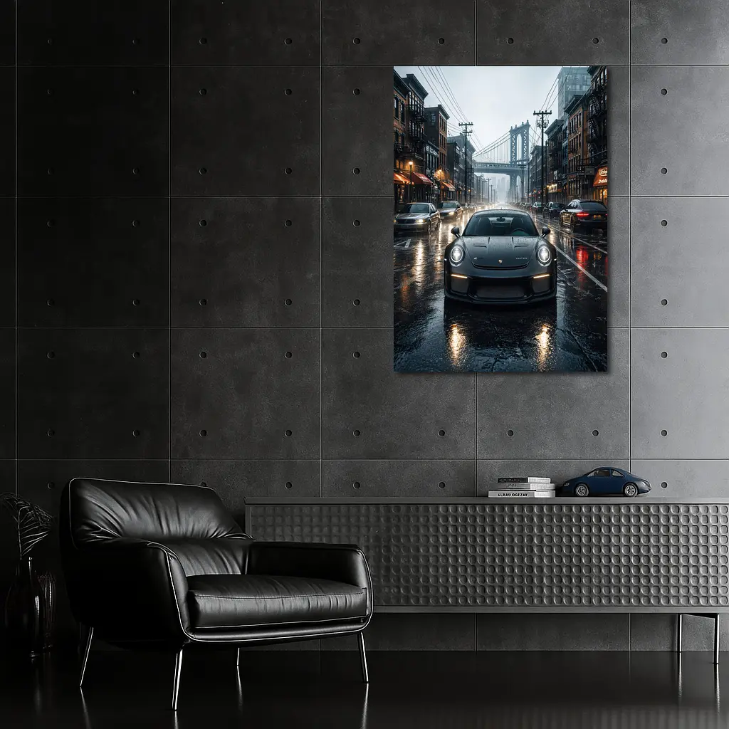 Porsche 911 GT3 Rainy City Street – Wall Art