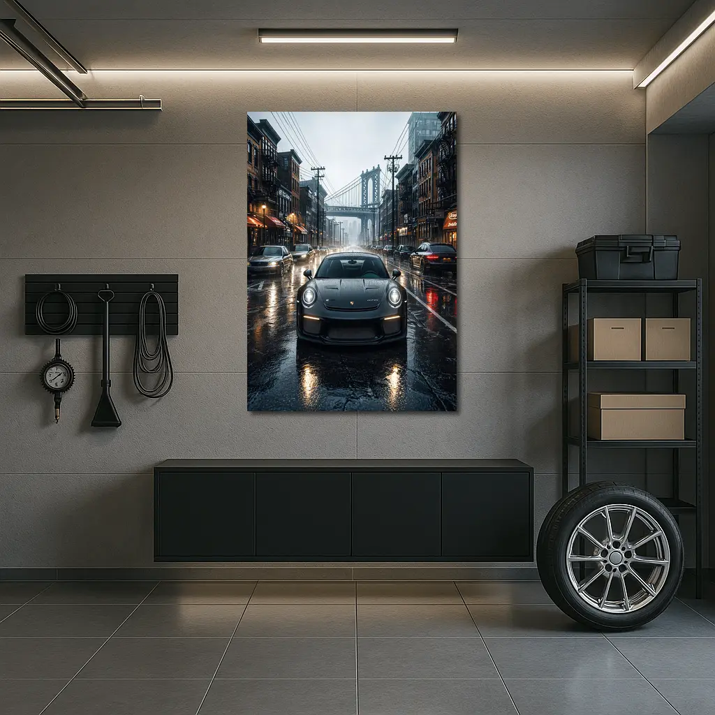 Porsche 911 GT3 Rainy City Street – Wall Art
