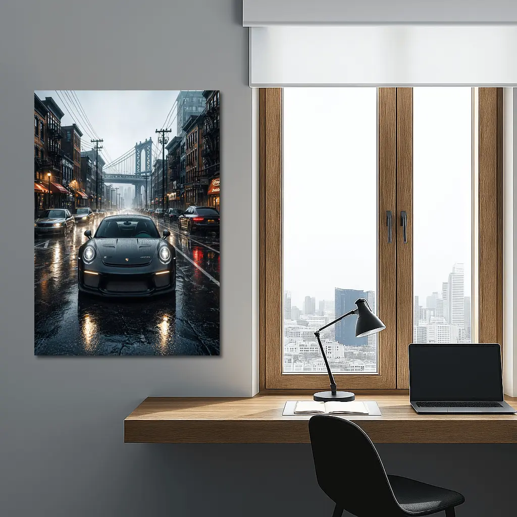 Porsche 911 GT3 Rainy City Street – Wall Art