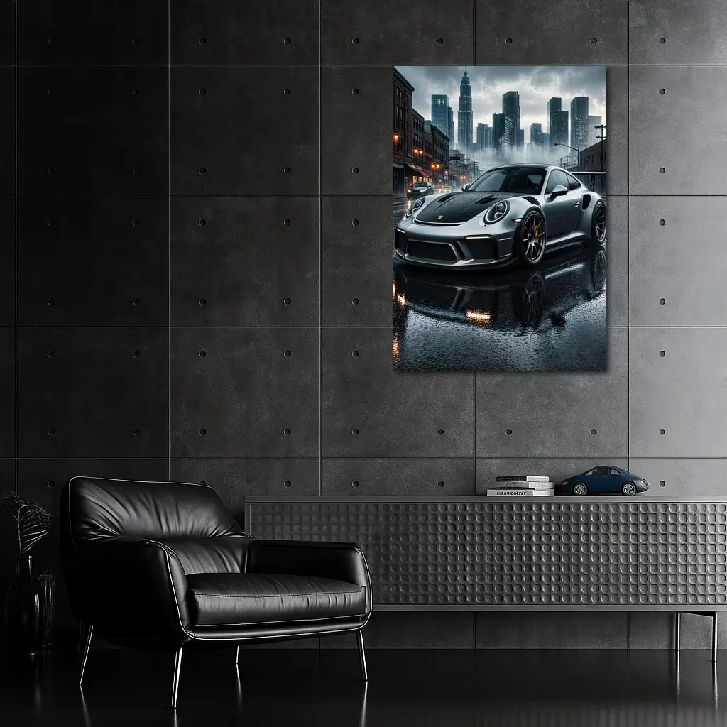 Porsche 911 GT3 Rainy City Street – Wall Art