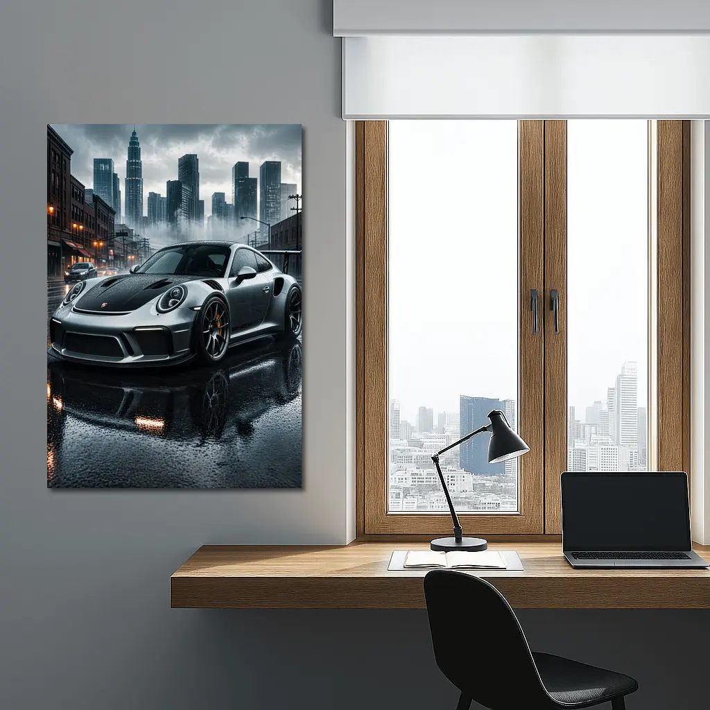 Porsche 911 GT3 Rainy City Street – Wall Art