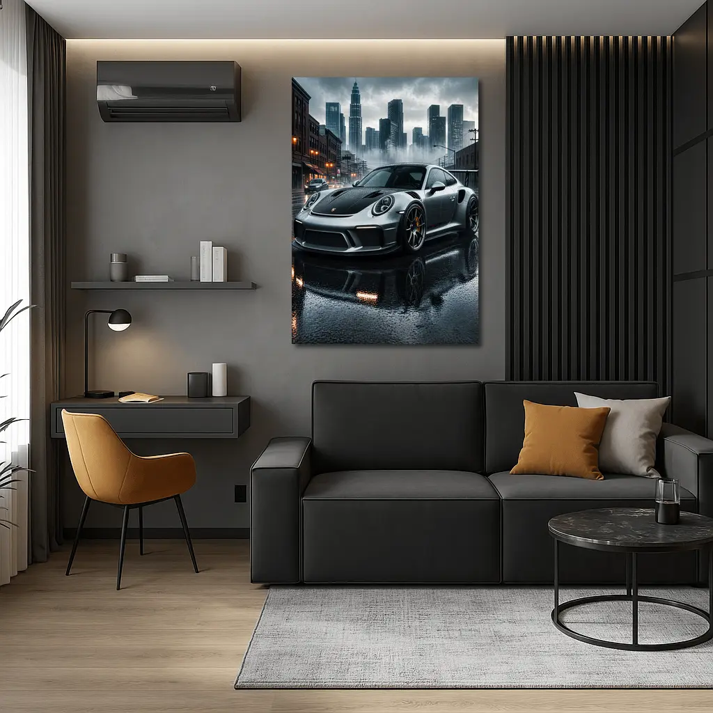 Porsche 911 GT3 Rainy City Street – Wall Art