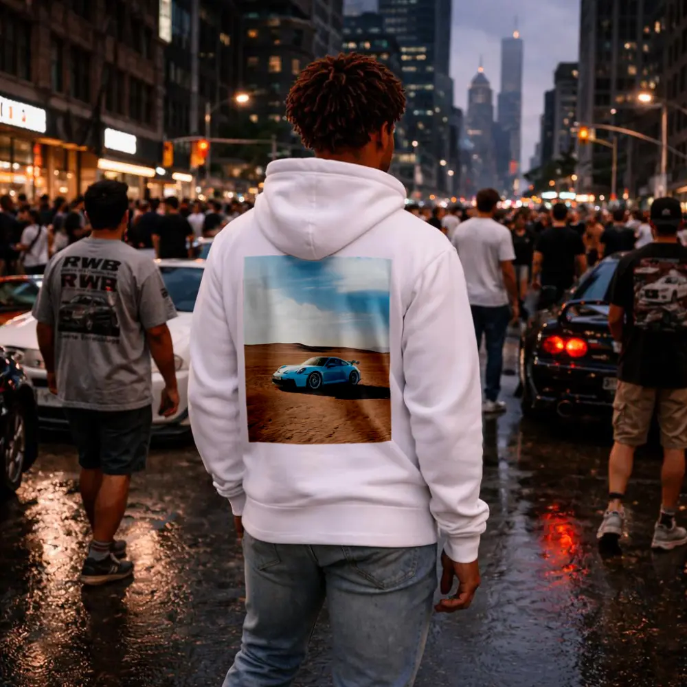 Porsche 911 GT3 Blue Desert Scene – Hoodies