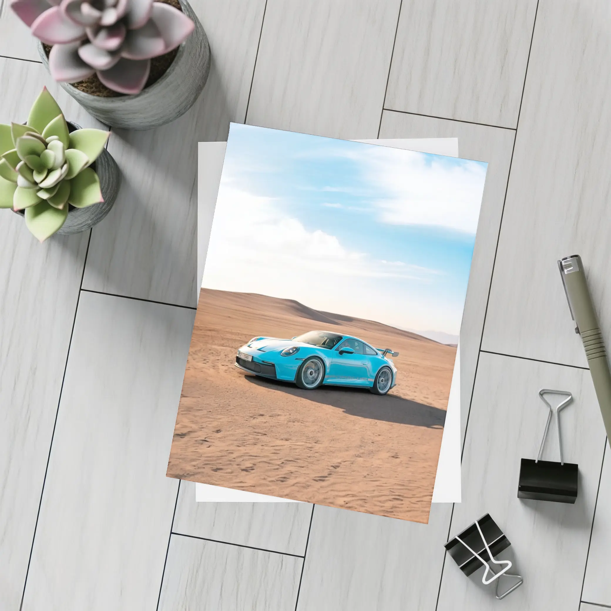 Porsche 911 GT3 Blue Desert Scene – Postcards
