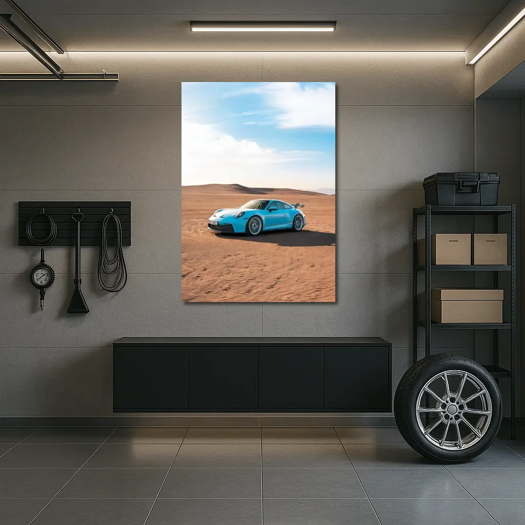 Porsche 911 GT3 Blue Desert Scene – Wall Art