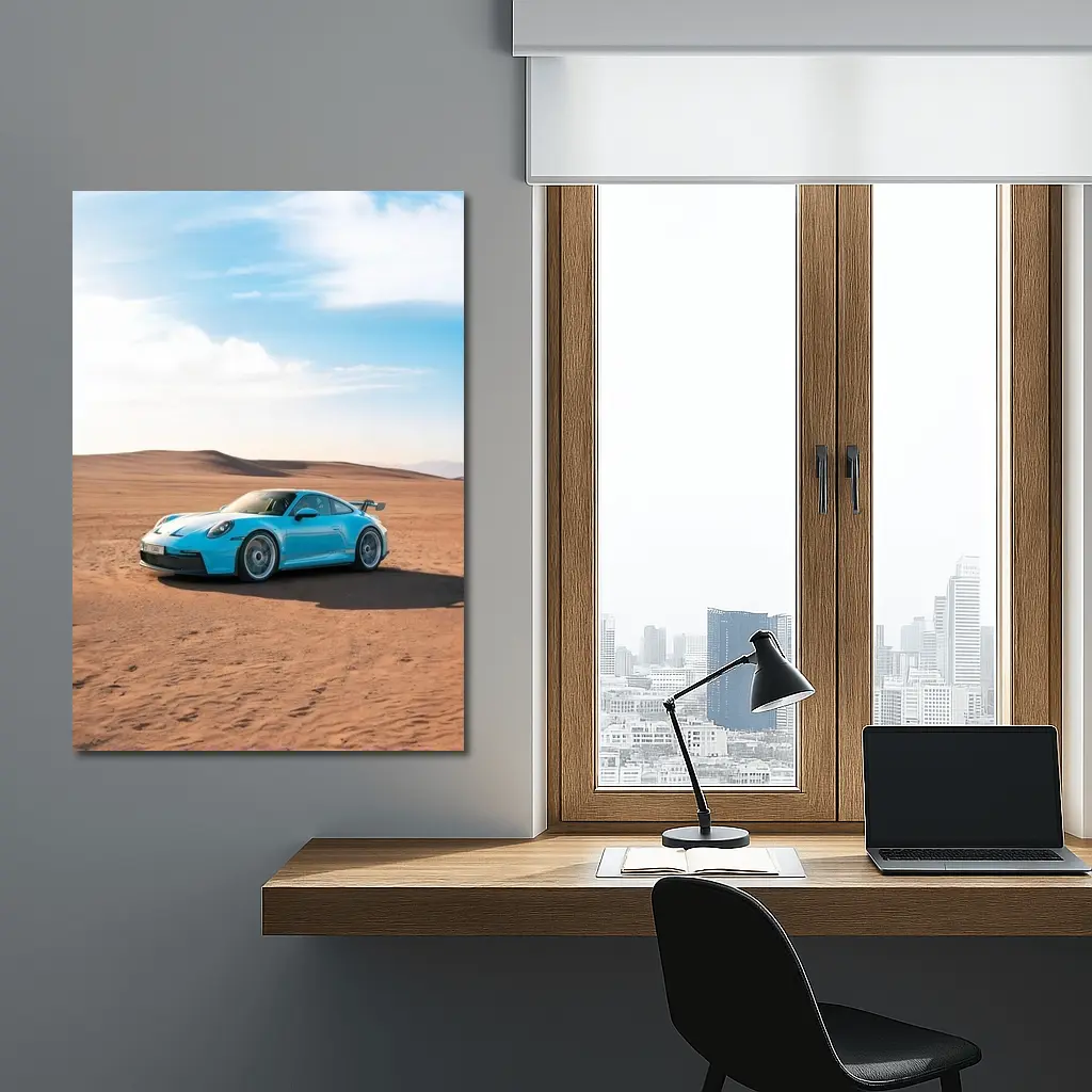 Porsche 911 GT3 Blue Desert Scene – Wall Art