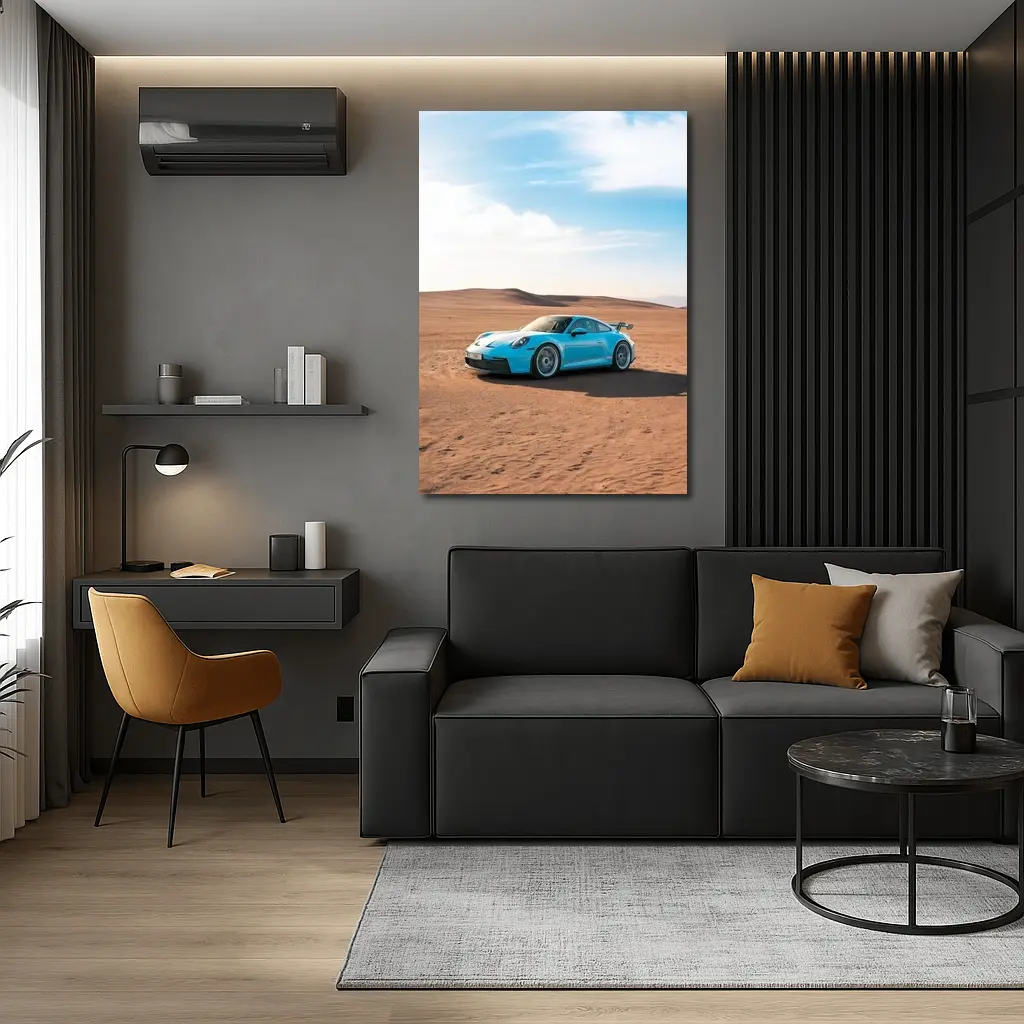 Porsche 911 GT3 Blue Desert Scene – Wall Art