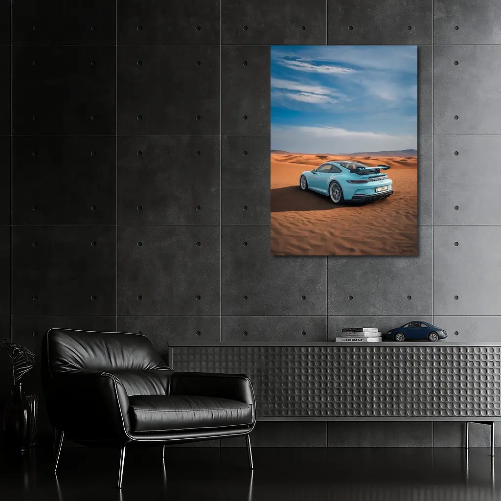 Porsche 911 GT3 Blue Desert Sand Dunes – Wall Art