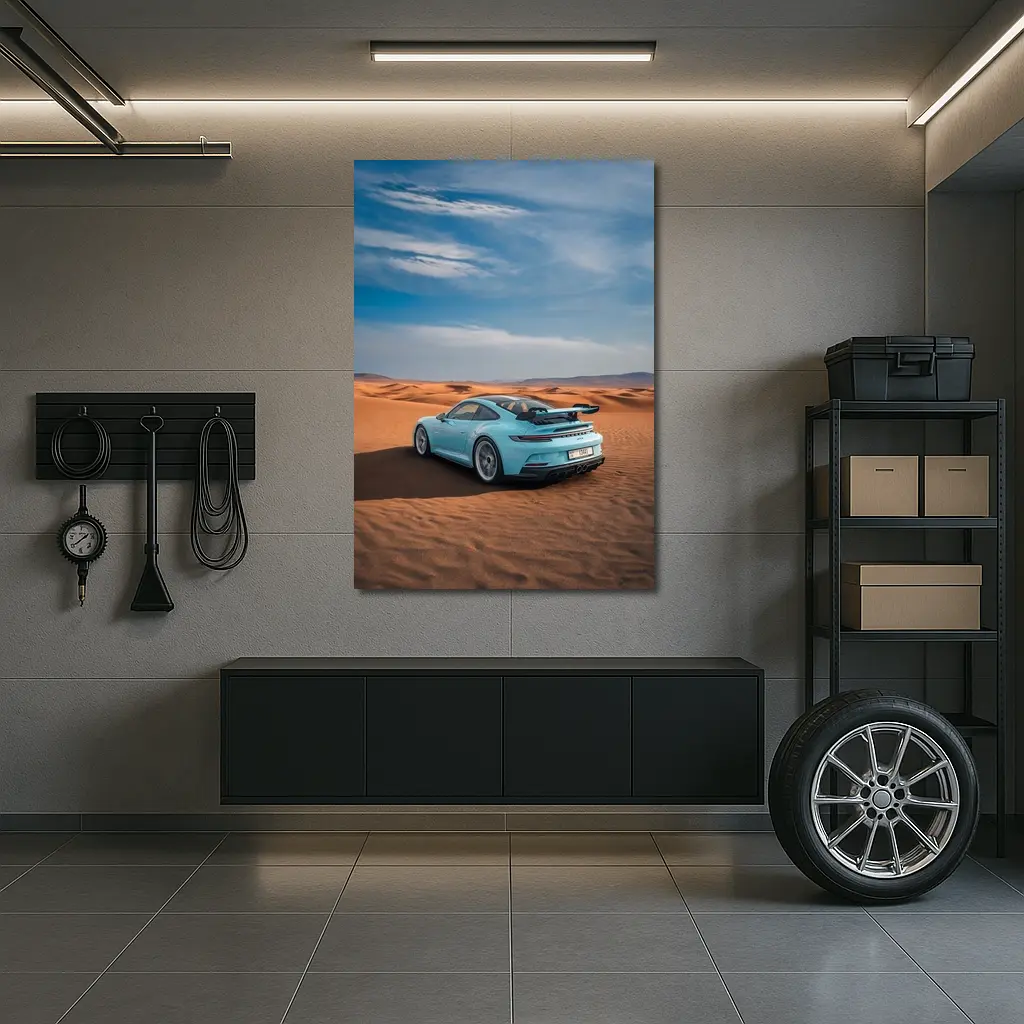 Porsche 911 GT3 Blue Desert Sand Dunes – Wall Art