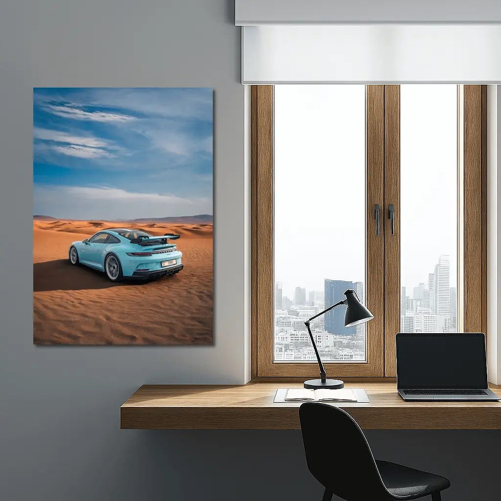 Porsche 911 GT3 Blue Desert Sand Dunes – Wall Art