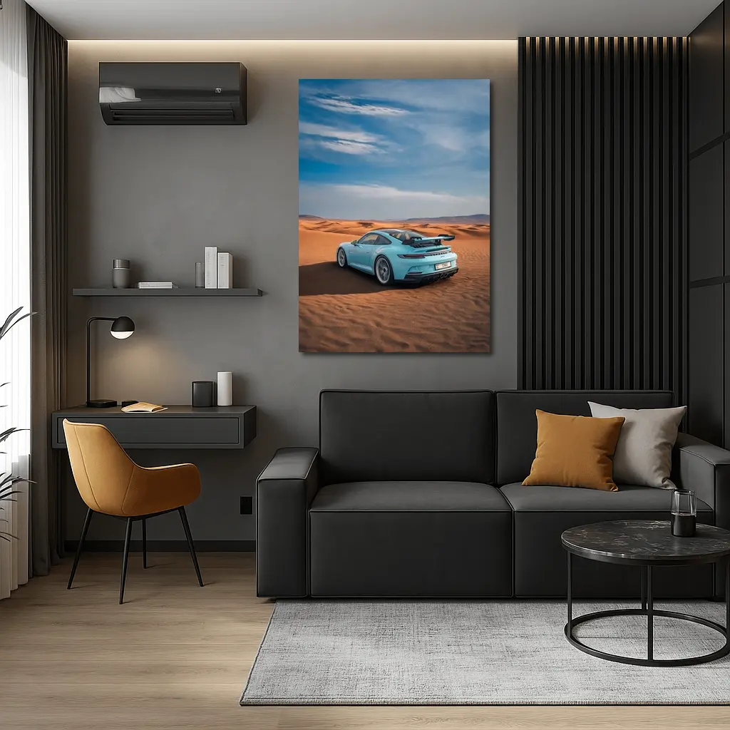 Porsche 911 GT3 Blue Desert Sand Dunes – Wall Art