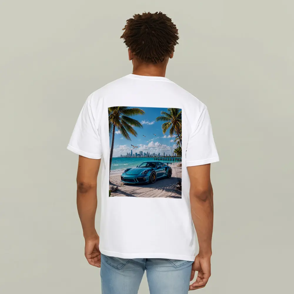 Porsche 911 GT3 Teal Beach City – T-Shirts