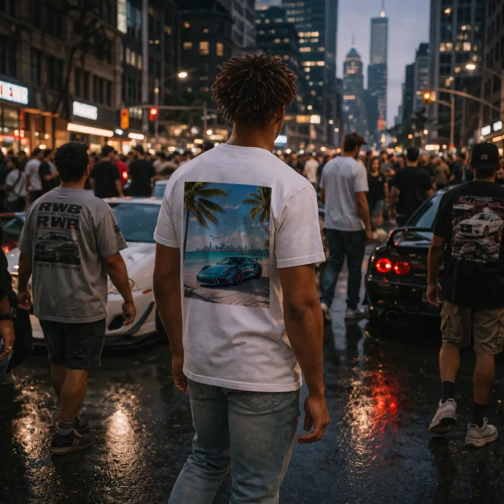 Porsche 911 GT3 Teal Beach City – T-Shirts