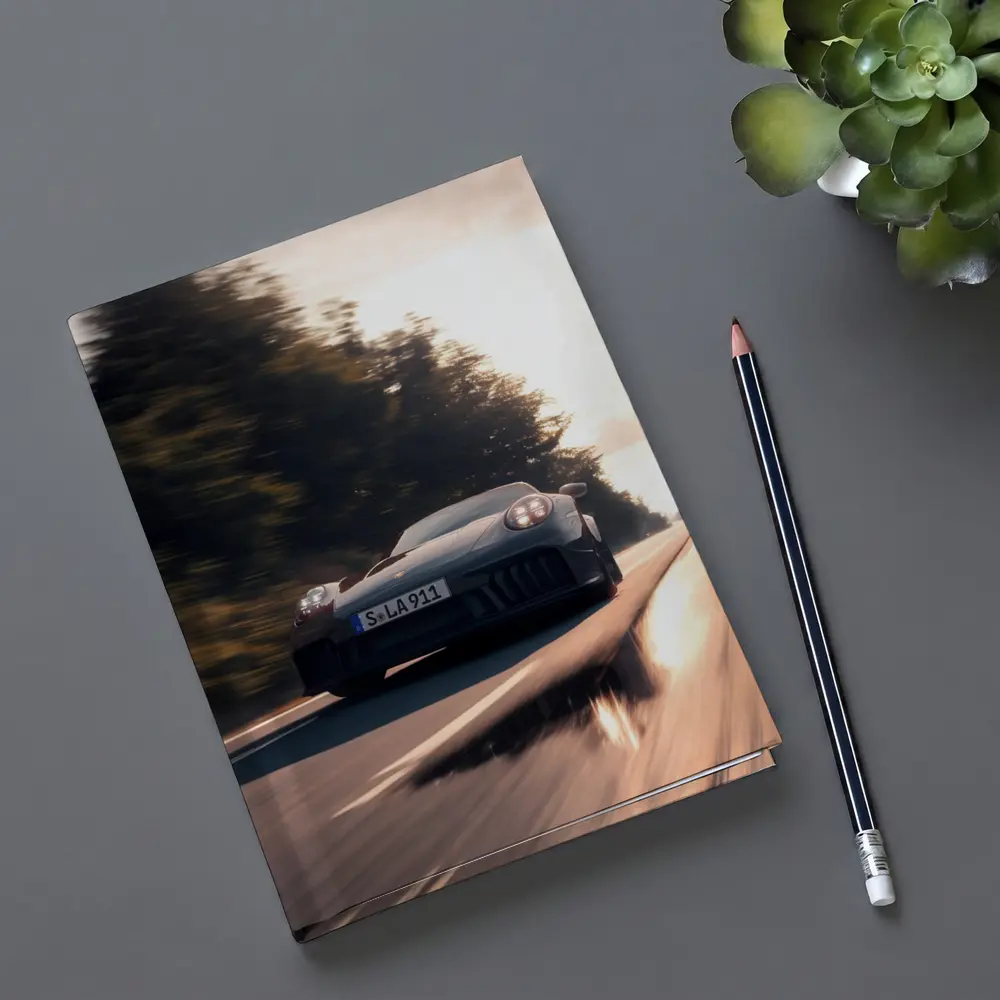 Porsche 911 GTS Speeding Down Open Road – Notebooks