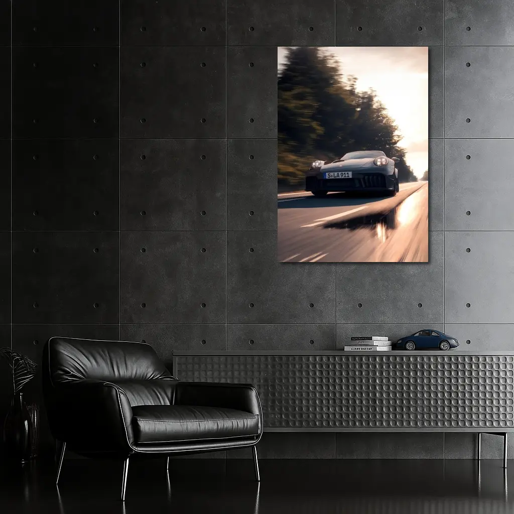 Porsche 911 GTS Speeding Down Open Road – Wall Art