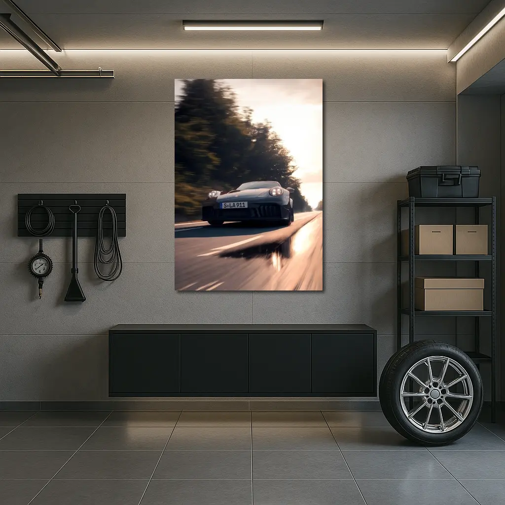Porsche 911 GTS Speeding Down Open Road – Wall Art