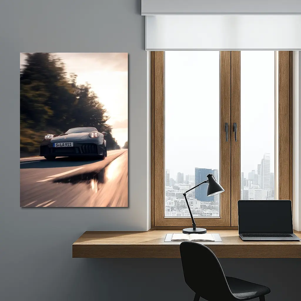 Porsche 911 GTS Speeding Down Open Road – Wall Art