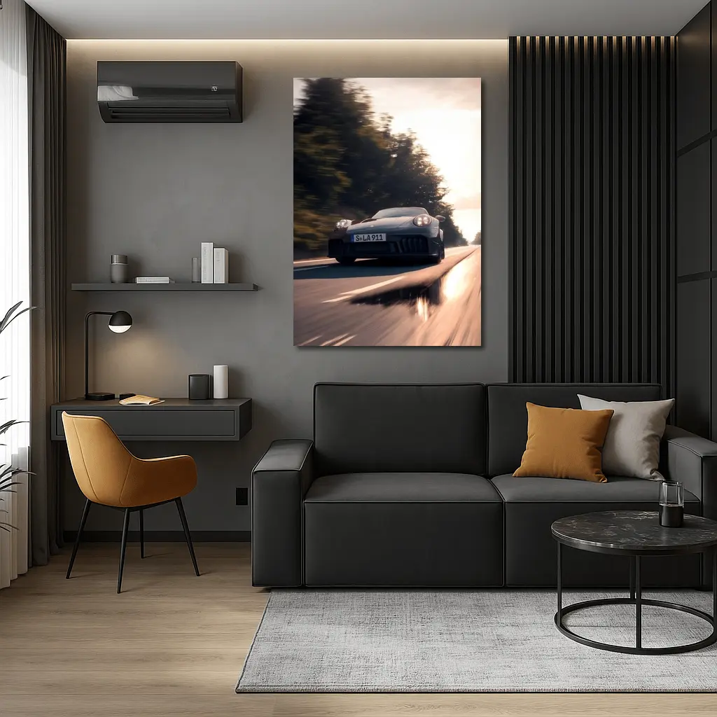 Porsche 911 GTS Speeding Down Open Road – Wall Art