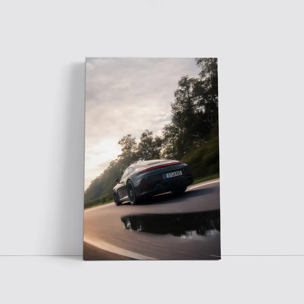 Porsche 911 GTS Speeding Down Open Road – Wall Art