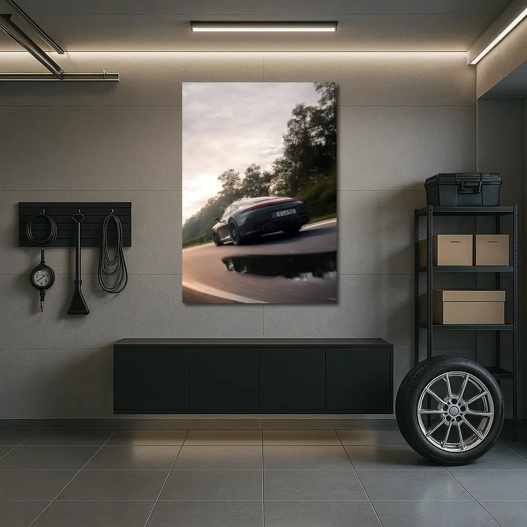 Porsche 911 GTS Speeding Down Open Road – Wall Art