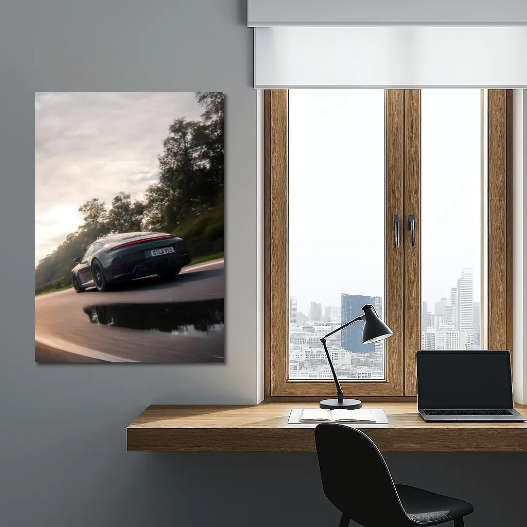 Porsche 911 GTS Speeding Down Open Road – Wall Art