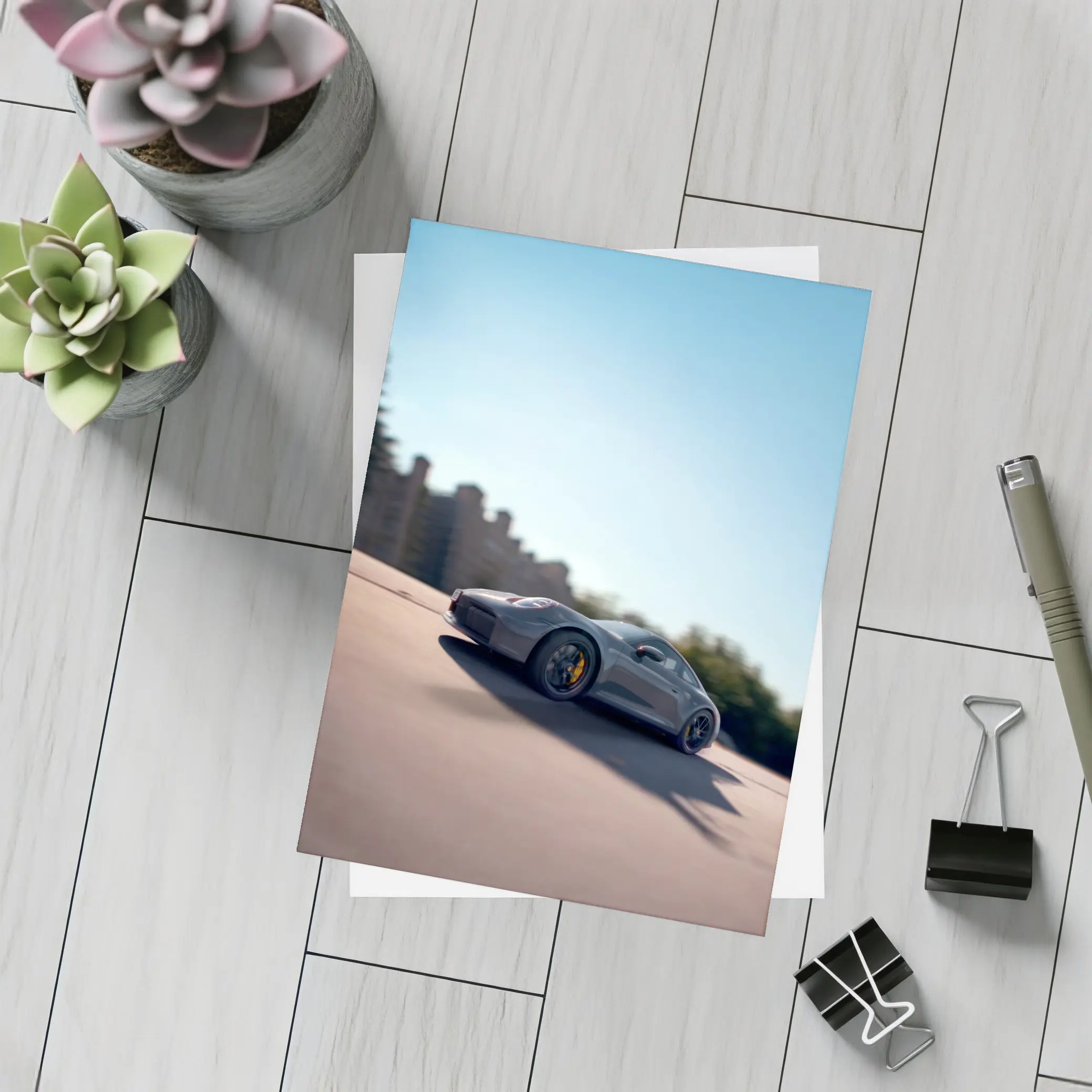 Porsche 911 GTS Speeding On Open Road – Postcards