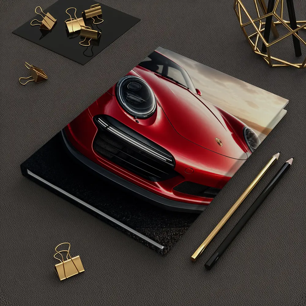 Red Porsche 911 Front Close Up Sunset – Notebooks