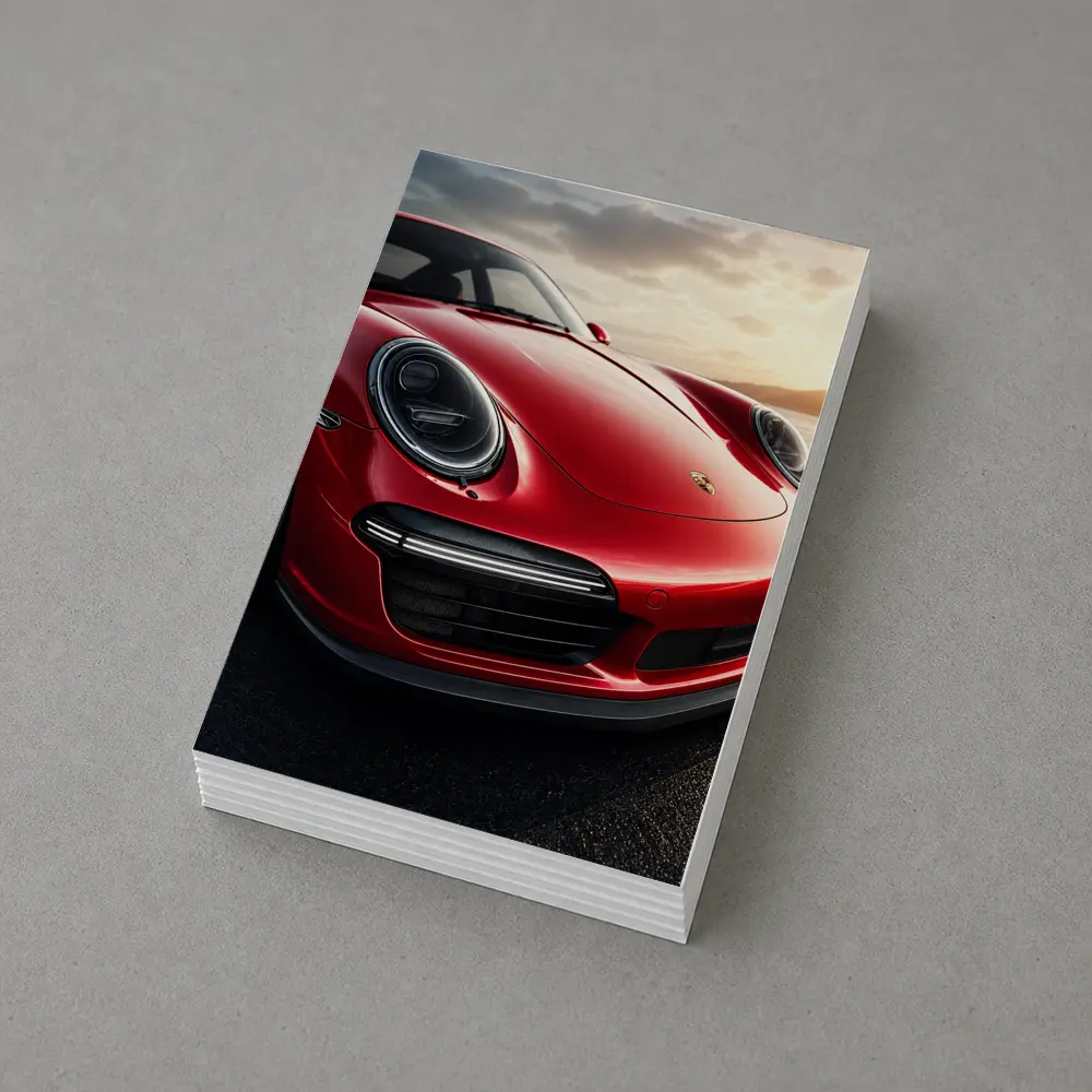 Red Porsche 911 Front Close Up Sunset – Postcards