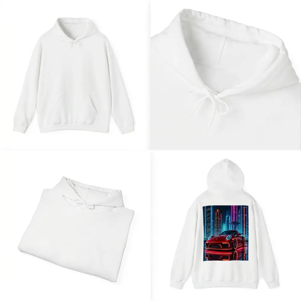 Porsche 911 Red Neon City Night – Hoodies