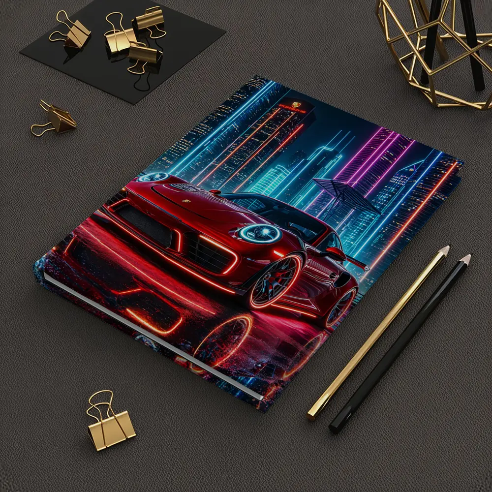 Porsche 911 Red Neon City Night – Notebooks