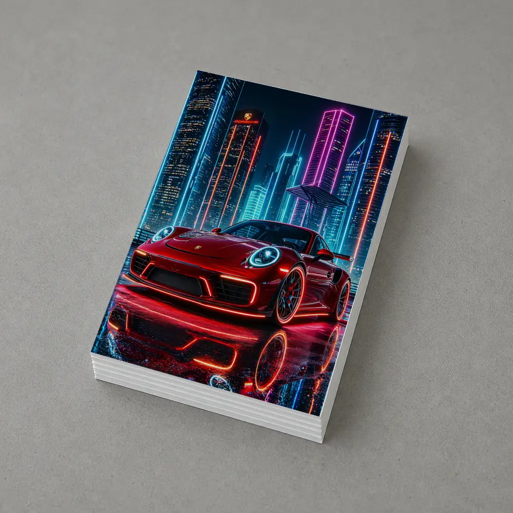 Porsche 911 Red Neon City Night – Postcards